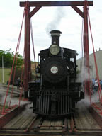 steam train on turntable