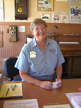 Nancy selling tickets